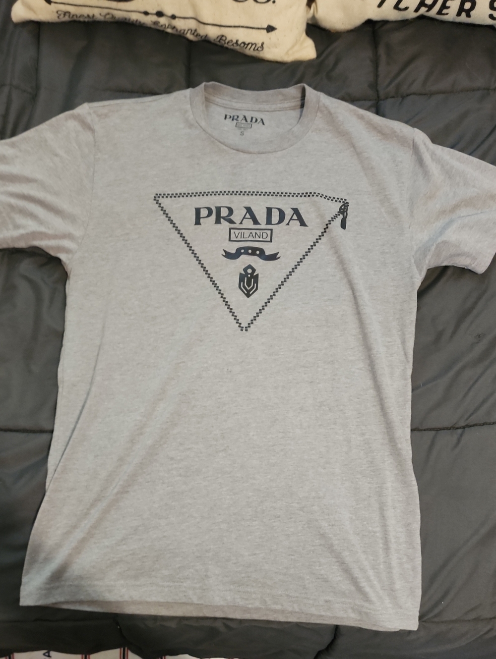 Prada Light Gray Short Sleeve Logo Tee